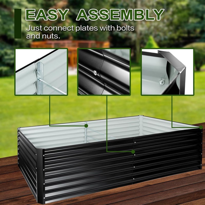 EDOSTORY Metal Raised Bed Garden Bed Kit, 8x4x2ft Tall Galvanized Planter Raised Garden Boxes Outdoor, Large Metal Raised Garden Beds for Flowers, Vegetables, Herbs - Image 3